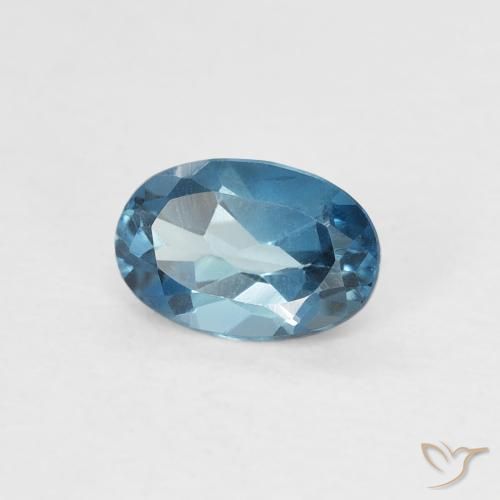 0.64 ct Blue Topaz Stone, Natural Topaz in Oval Facet Shape for Sale