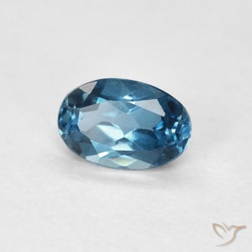 0.57 ct Blue Topaz Stone, Natural Topaz in Oval Facet Shape for Sale