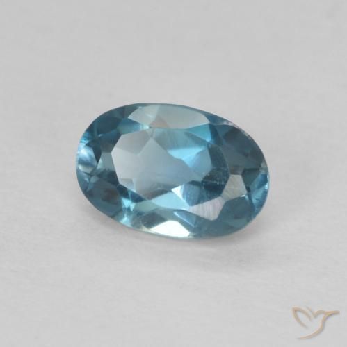 0.63 ct Blue Topaz Stone, Natural Topaz in Oval Facet Shape for Sale