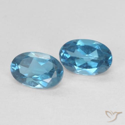1.17 ctw Blue Topaz Stones, Natural Topaz in Oval Facet Shape for Sale