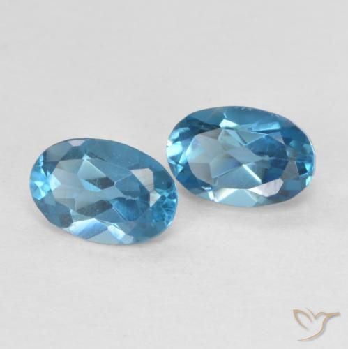 1.20 ctw Blue Topaz Stones, Natural Topaz in Oval Facet Shape for Sale
