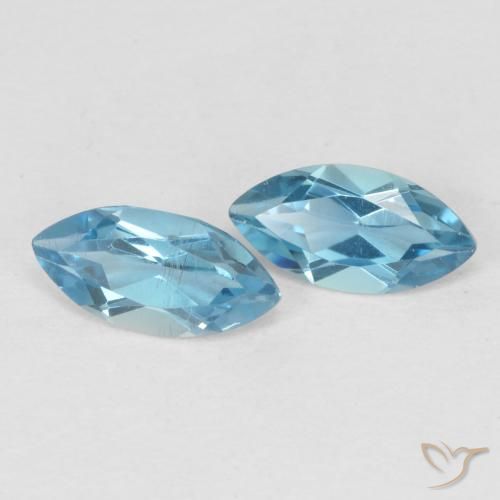 0.84 ctw Blue Topaz Stones, Natural Topaz in Marquise Facet Shape for Sale
