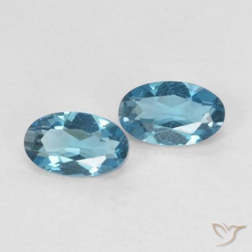 0.57 ctw Blue Topaz Stones, Natural Topaz in Oval Facet Shape for Sale