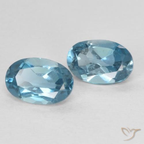 1.22 ctw Blue Topaz Stones, Natural Topaz in Oval Facet Shape for Sale