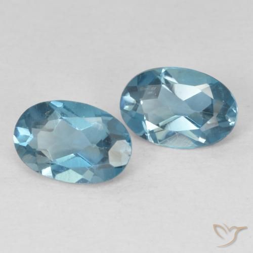 1.10 ctw Blue Topaz Stones, Natural Topaz in Oval Facet Shape for Sale