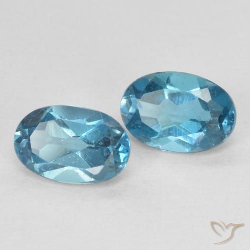 1.22 ctw Blue Topaz Stones, Natural Topaz in Oval Facet Shape for Sale