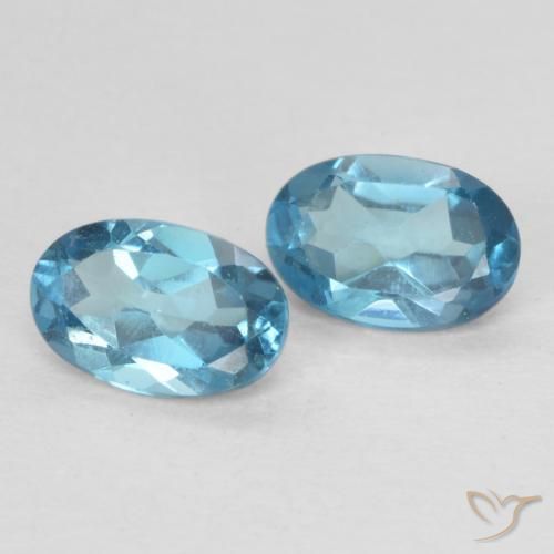 1.12 ctw Blue Topaz Stones, Natural Topaz in Oval Facet Shape for Sale