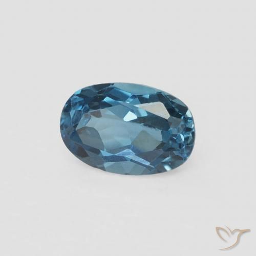 0.61 ct Blue Topaz Stone, Natural Topaz in Oval Facet Shape for Sale