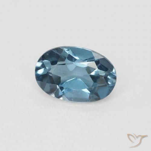 0.54 ct Blue Topaz Stone, Natural Topaz in Oval Facet Shape for Sale