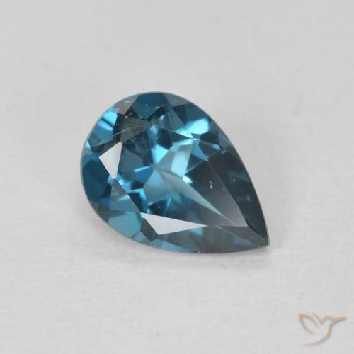 0.74 ct Blue Topaz Stone, Natural Topaz in Pear Facet Shape for Sale