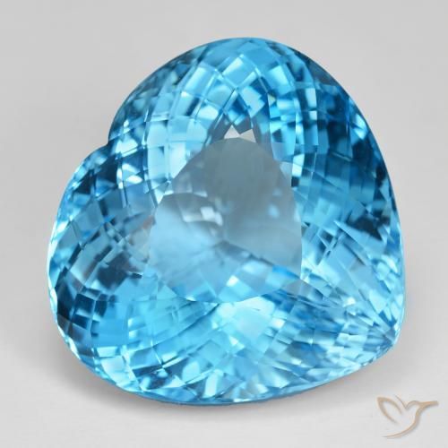 126.78 ct Blue Topaz Stone, Natural Topaz in Heart Facet Shape for Sale