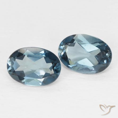 1.90 ctw Blue Topaz Stones, Natural Topaz in Oval Facet Shape for Sale