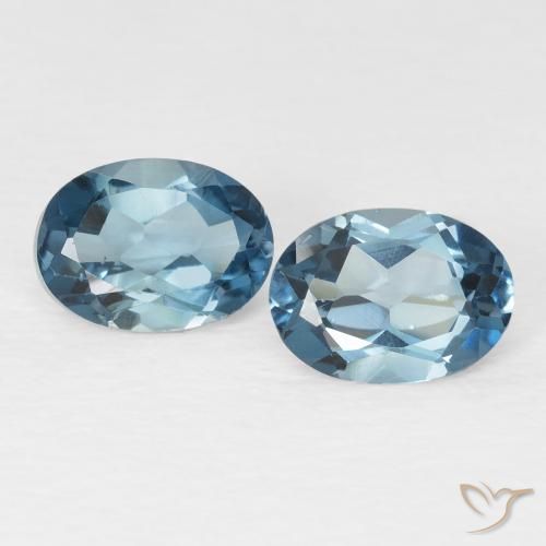 1.99 ct London Blue Topaz, 7.2 x 5.1 mm Oval Cut From Brazil, Photo A