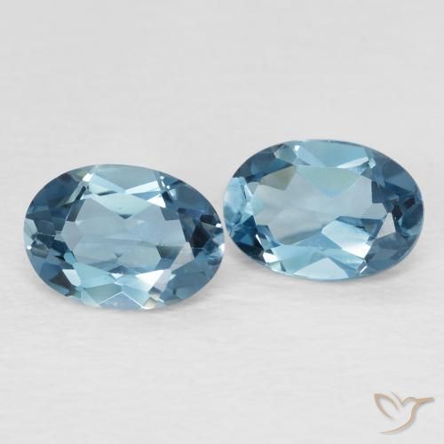 2.04 ctw Blue Topaz Stones, Natural Topaz in Oval Facet Shape for Sale