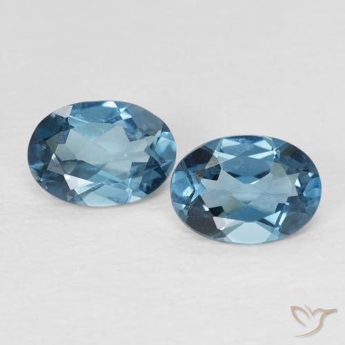 1.77 ct Loose London Blue Topaz, 7.1 x 5.1 mm Oval Cut From Brazil, Photo A