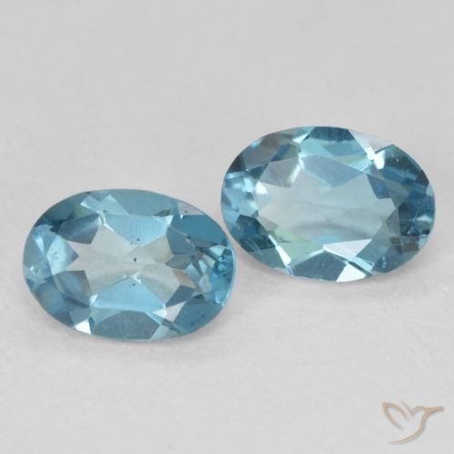 1.76 ctw Blue Topaz Stones, Natural Topaz in Oval Facet Shape for Sale