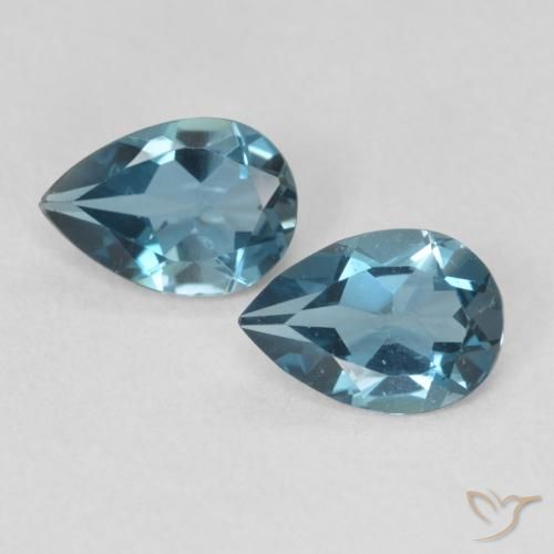 1.47 ct Loose London Blue Topaz, 7.3 x 5.1 mm Pear Cut From Brazil, Photo A