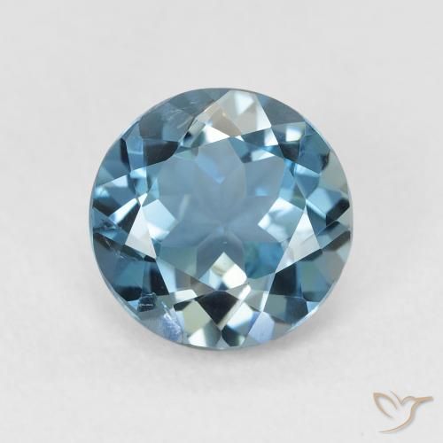 Topazio blu London da 2,36 ct, taglio rotondo da 8,1 mm proveniente dal Brasile, Photo A