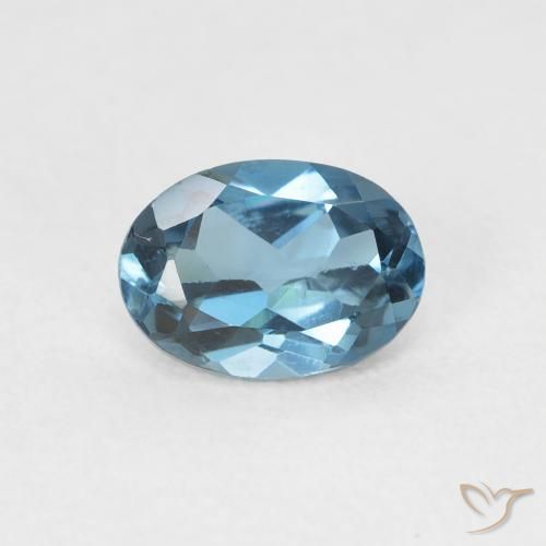 Topazio blu London da 1,06 ct, taglio ovale da 7,2 x 5,2 mm dal Brasile, Photo A