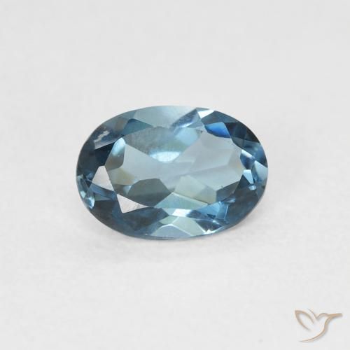 Topazio blu London da 0,93 ct, taglio ovale da 7,1 x 5 mm dal Brasile, Photo A