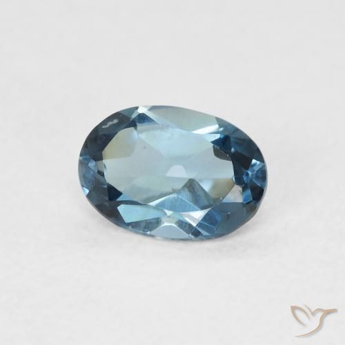 0.93 ct Blue Topaz Stone, Natural Topaz in Oval Facet Shape for Sale