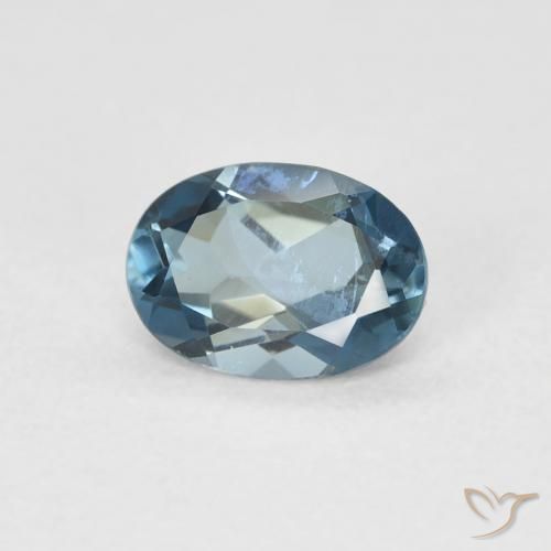 0.97 ct Blue Topaz Stone, Natural Topaz in Oval Facet Shape for Sale