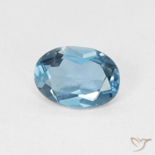 0.89 ct Blue Topaz Stone, Natural Topaz in Oval Facet Shape for Sale