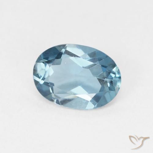 0.89 ct Blue Topaz Stone, Natural Topaz in Oval Facet Shape for Sale