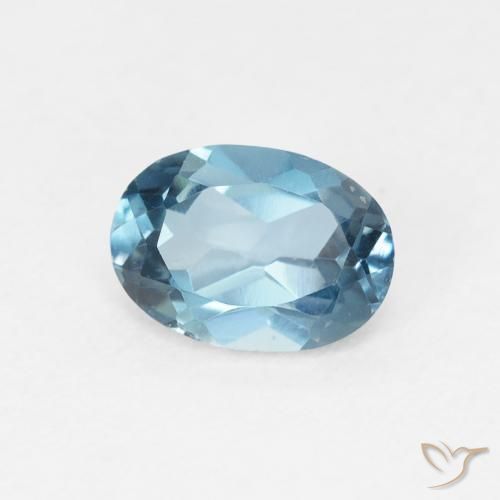 1.03 ct Blue Topaz Stone, Natural Topaz in Oval Facet Shape for Sale