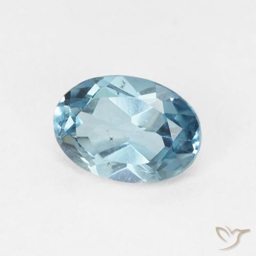 1.13 ct Blue Topaz Stone, Natural Topaz in Oval Facet Shape for Sale