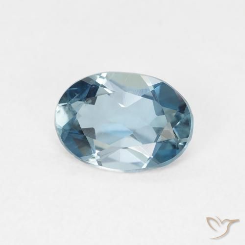 0.78 ct Blue Topaz Stone, Natural Topaz in Oval Facet Shape for Sale