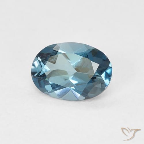 0.91 ct Blue Topaz Stone, Natural Topaz in Oval Facet Shape for Sale