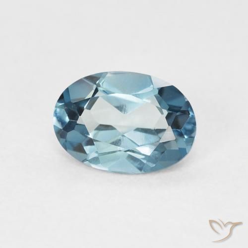 0.97 ct Blue Topaz Stone, Natural Topaz in Oval Facet Shape for Sale