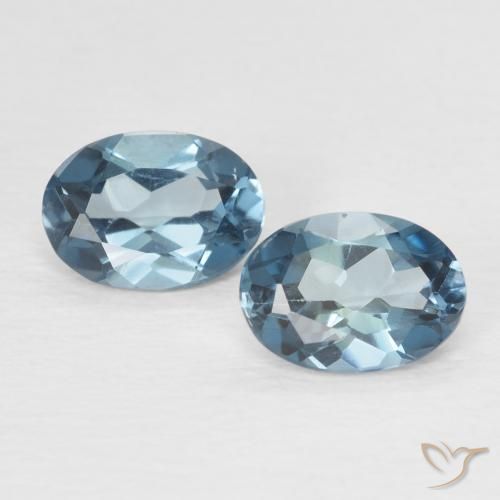 1.95 ct London Blue Topaz, 7.2 x 5.1 mm Oval Cut From Brazil, Photo A