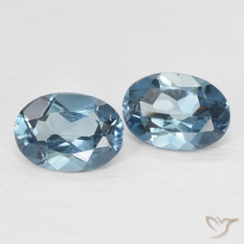 1.95 ctw Blue Topaz Stones, Natural Topaz in Oval Facet Shape for Sale
