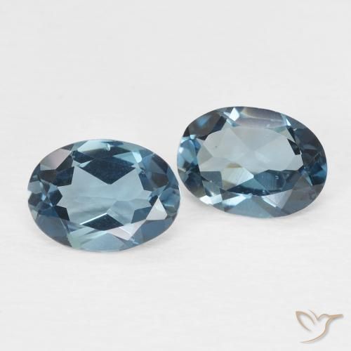 1.73 ctw Blue Topaz Stones, Natural Topaz in Oval Facet Shape for Sale
