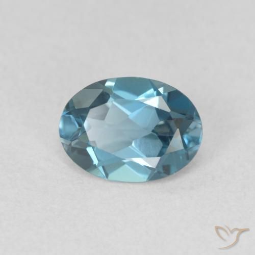 0.98 ct Blue Topaz Stone, Natural Topaz in Oval Facet Shape for Sale
