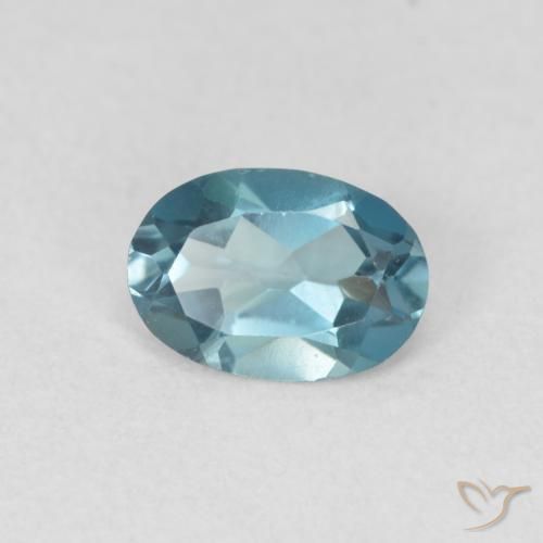0.91 ct Blue Topaz Stone, Natural Topaz in Oval Facet Shape for Sale