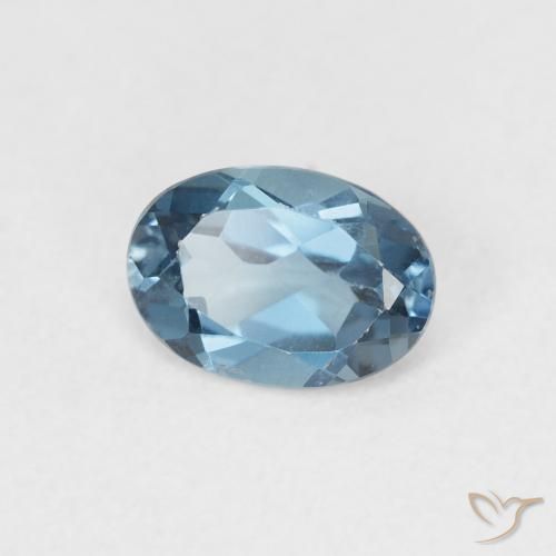 0.97 ct Blue Topaz Stone, Natural Topaz in Oval Facet Shape for Sale