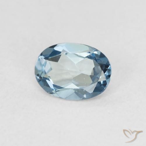 0.83 ct Blue Topaz Stone, Natural Topaz in Oval Facet Shape for Sale