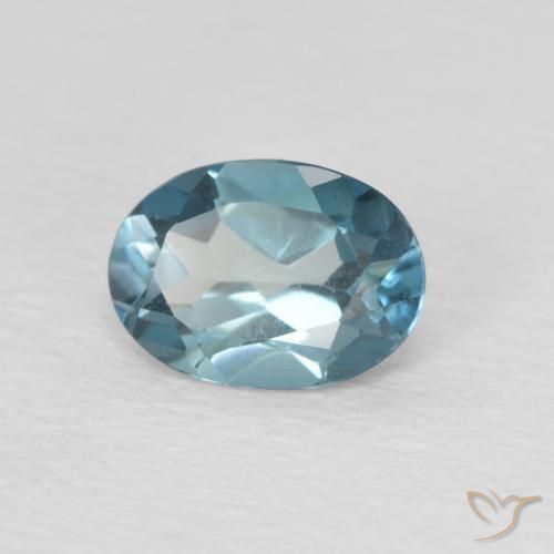 1.00 ct Blue Topaz Stone, Natural Topaz in Oval Facet Shape for Sale