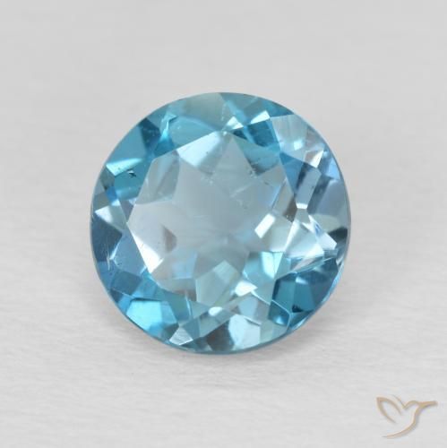 2.30 ct Blue Topaz Stone, Natural Topaz in Round Facet Shape for Sale