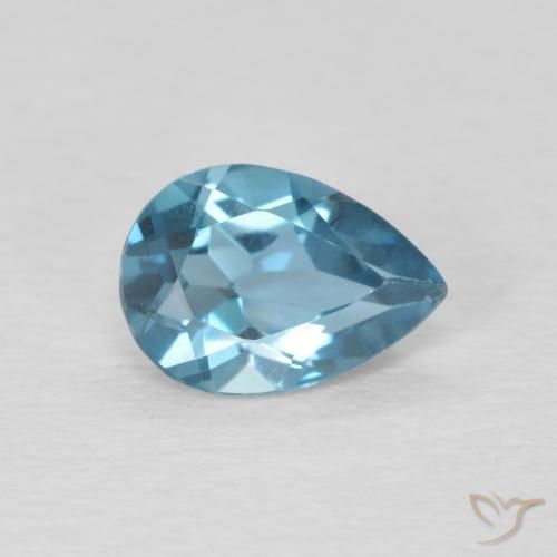 0.81 ct Blue Topaz Stone, Natural Topaz in Pear Facet Shape for Sale