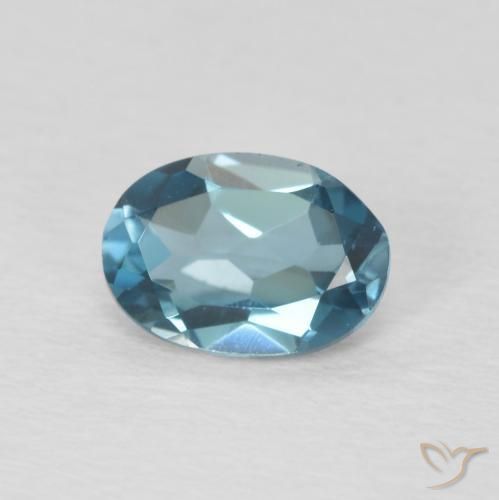 0.90 ct Blue Topaz Stone, Natural Topaz in Oval Facet Shape for Sale