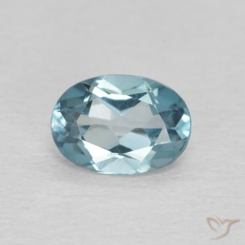0.89 ct Blue Topaz Stone, Natural Topaz in Oval Facet Shape for Sale