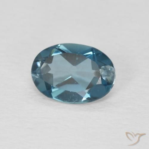0.88 ct Blue Topaz Stone, Natural Topaz in Oval Facet Shape for Sale