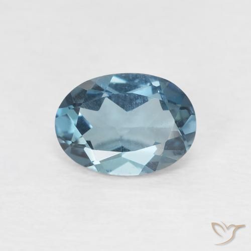 0.96 ct Blue Topaz Stone, Natural Topaz in Oval Facet Shape for Sale