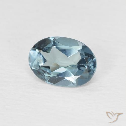 0.87 ct Blue Topaz Stone, Natural Topaz in Oval Facet Shape for Sale