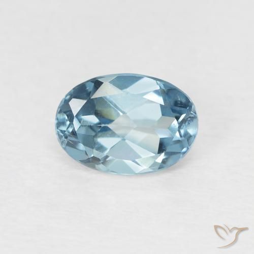 1.05 ct Blue Topaz Stone, Natural Topaz in Oval Facet Shape for Sale