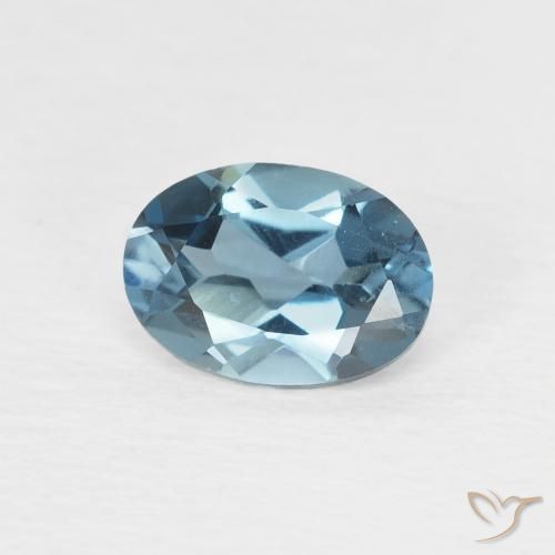 0.97 ct Blue Topaz Stone, Natural Topaz in Oval Facet Shape for Sale